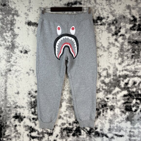 A Bathing Ape Shark Jogger Adult Size Large Gray Cotton Grunge Skater - Picture 2 of 11